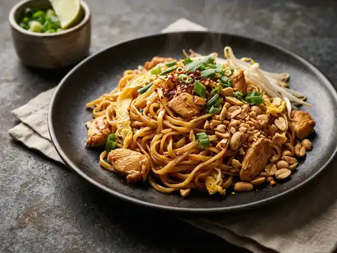 Pad Thai mit Hähnchen und Erdnüssen