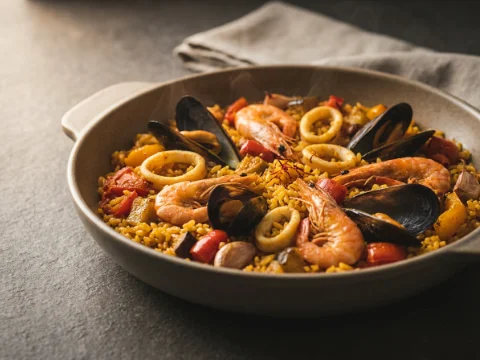 Paella mit Meeresfrüchten