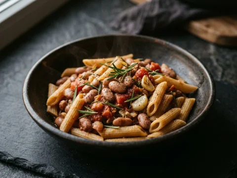 Pasta mit Borlotti und Rosmarin