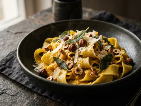 Pasta mit Kürbis, Salbei und Haselnüssen