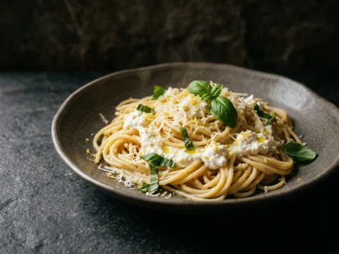 Pasta mit Ricotta und Zitrone