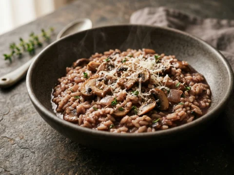 Pilz-Risotto mit Rotwein