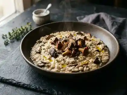 Pilzrisotto mit Zitronensaft