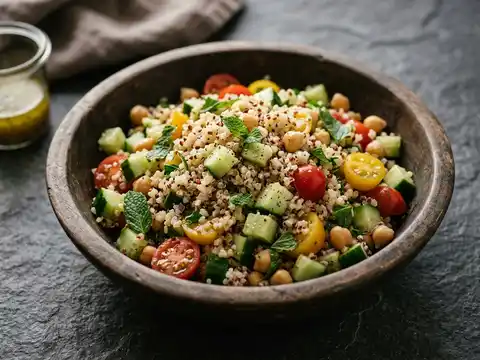 Quinoa-Sommersalat mit Gurke, Tomate und Minze