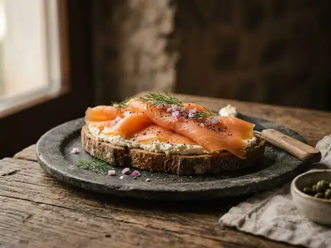 Räucherlachs-Frühstücksbrot mit Frischkäse