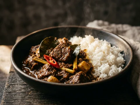 Rendang mit Jasminreis