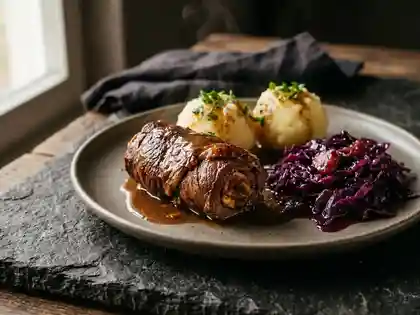Rinderrouladen mit Knödel und Rotkohl