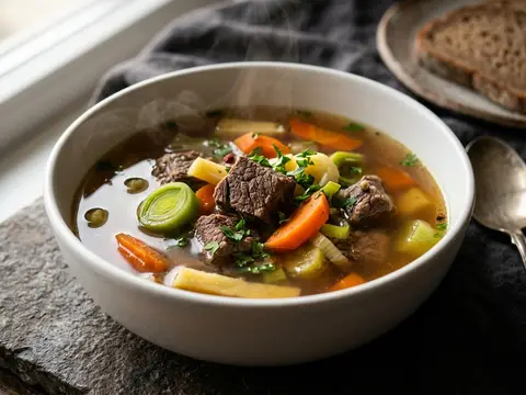 Rindfleischsuppe mit Wurzelgemüse
