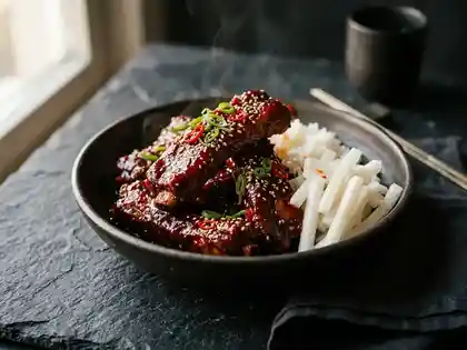 Rippchen Koreanischer Art Mit Eingelegtem Rettich