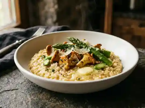 Risotto mit Spargel und Pfifferlingen
