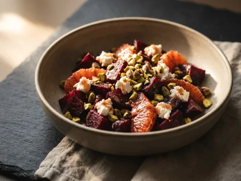 Rote-Bete-Salat mit Orangendressing und Ziegenkäse