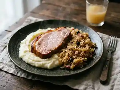 Sauerkraut mit Kassler und Kartoffelpüree