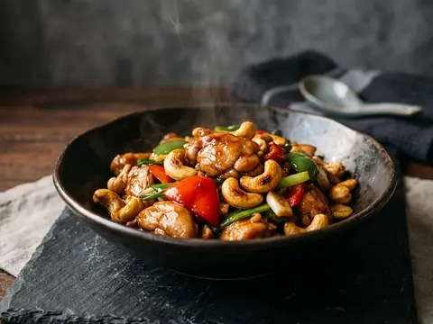 Schnelles Hähnchen-Cashew-Wok-Gericht