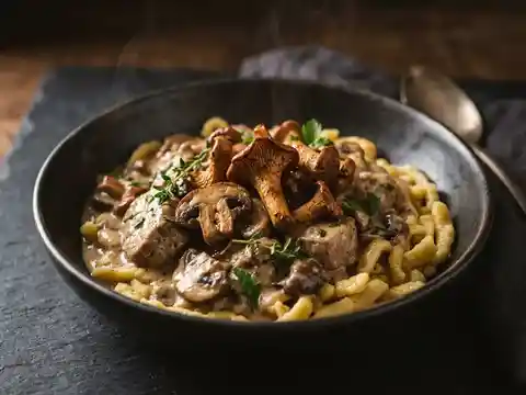 Schweinefilet-Pilz-Ragout mit Spätzle