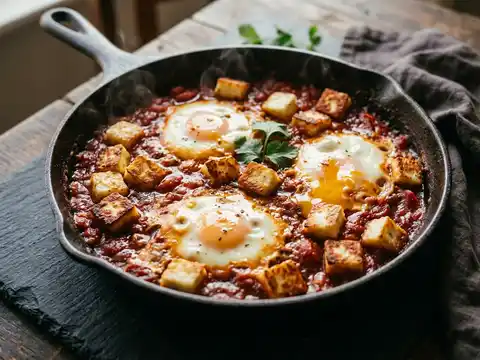 Shakshuka mit Paprika und Halloumi