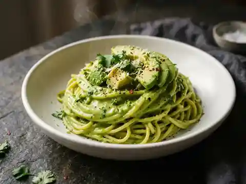Spaghetti mit cremiger Avocado-Limetten-Sauce