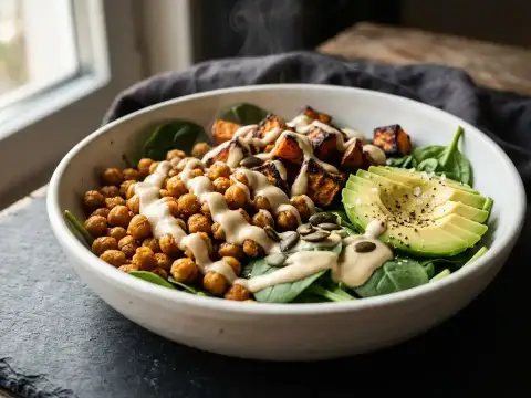 Süßkartoffel-Kichererbsen-Bowl