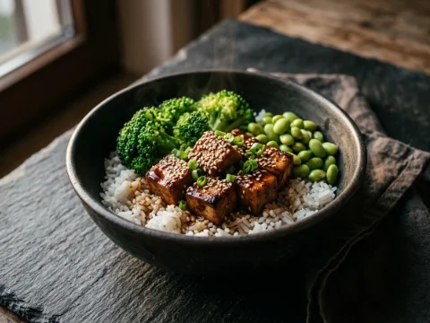 Teriyaki Bowl mit Brokkoli und Sesam