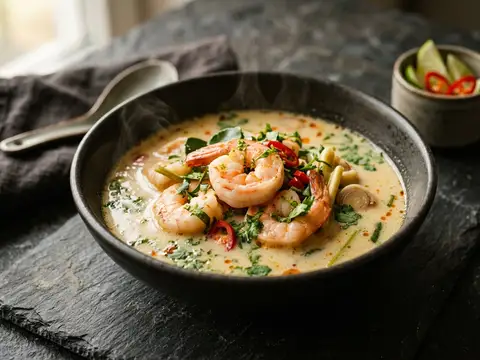 Thailändische Kokos-Garnelensuppe mit Zitronengras