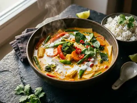 Thailändisches Gemüse-Kokos-Curry mit Reis