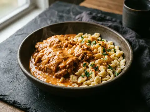 Ungarisches Paprika-Hähnchen mit Spätzle