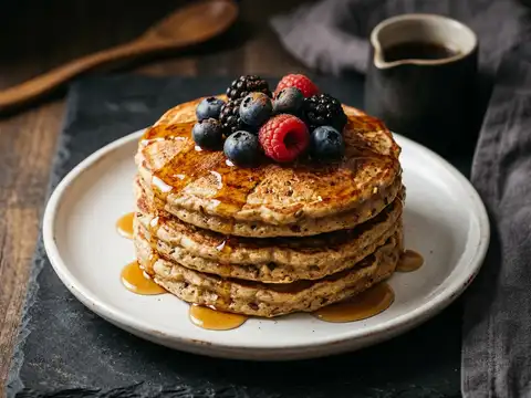Vegane Bananen-Hafer-Pancakes mit Beeren
