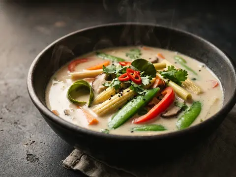 Vegane Kokos-Gemüse-Suppe mit Zitronengras-Aroma