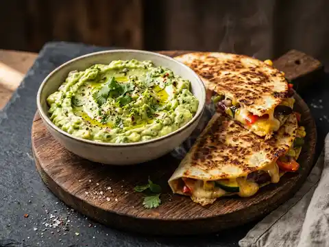 Vegetarische Gemüse-Quesadillas mit Avocado-Dip
