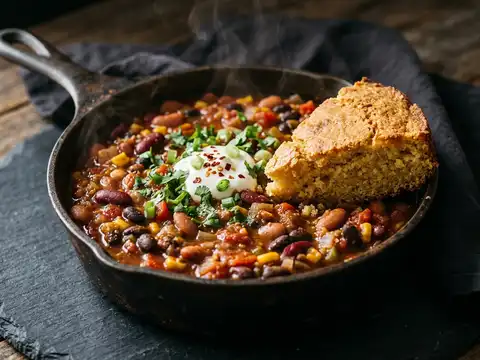 Vegetarisches Chili mit Cornbread