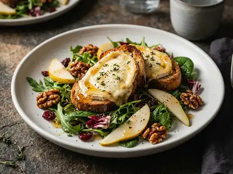Warmer Ziegenkäsesalat mit Walnüssen und Honig