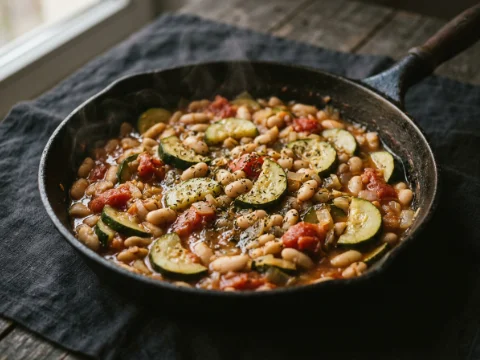 Zucchini-Bohnenpfanne