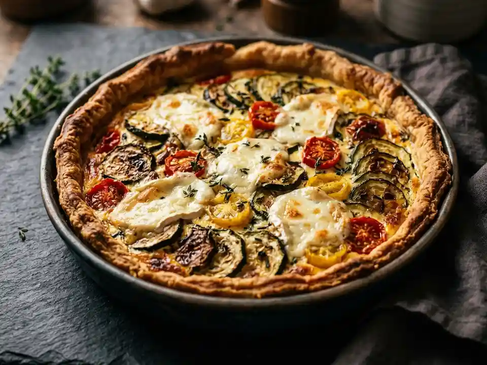 Provenzalische Gemüsetarte mit Ziegenkäse und Thymian