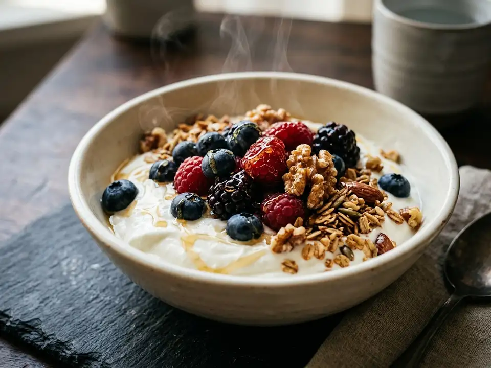 Skyr-Bowl mit Beeren und Nüssen