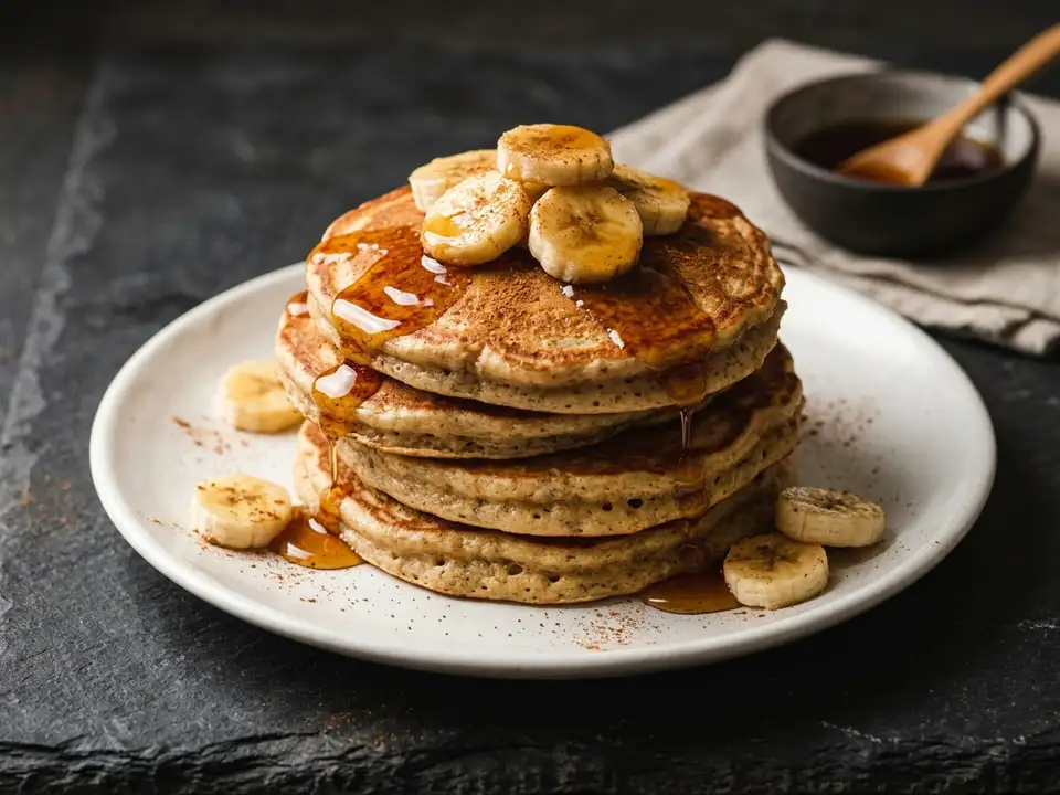Vegane Bananen-Pfannkuchen mit Ahornsirup