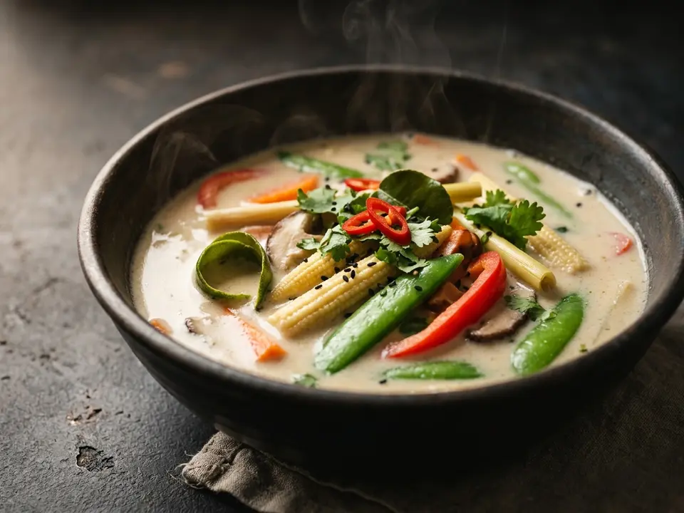 Vegane Kokos-Gemüse-Suppe mit Zitronengras-Aroma