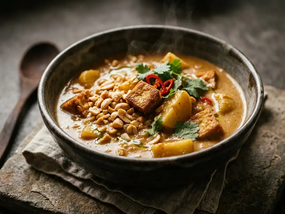 Veganes Massaman-Curry mit Tofu und Kartoffeln