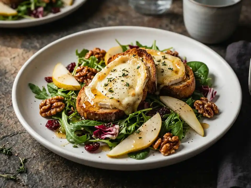Warmer Ziegenkäsesalat mit Walnüssen und Honig